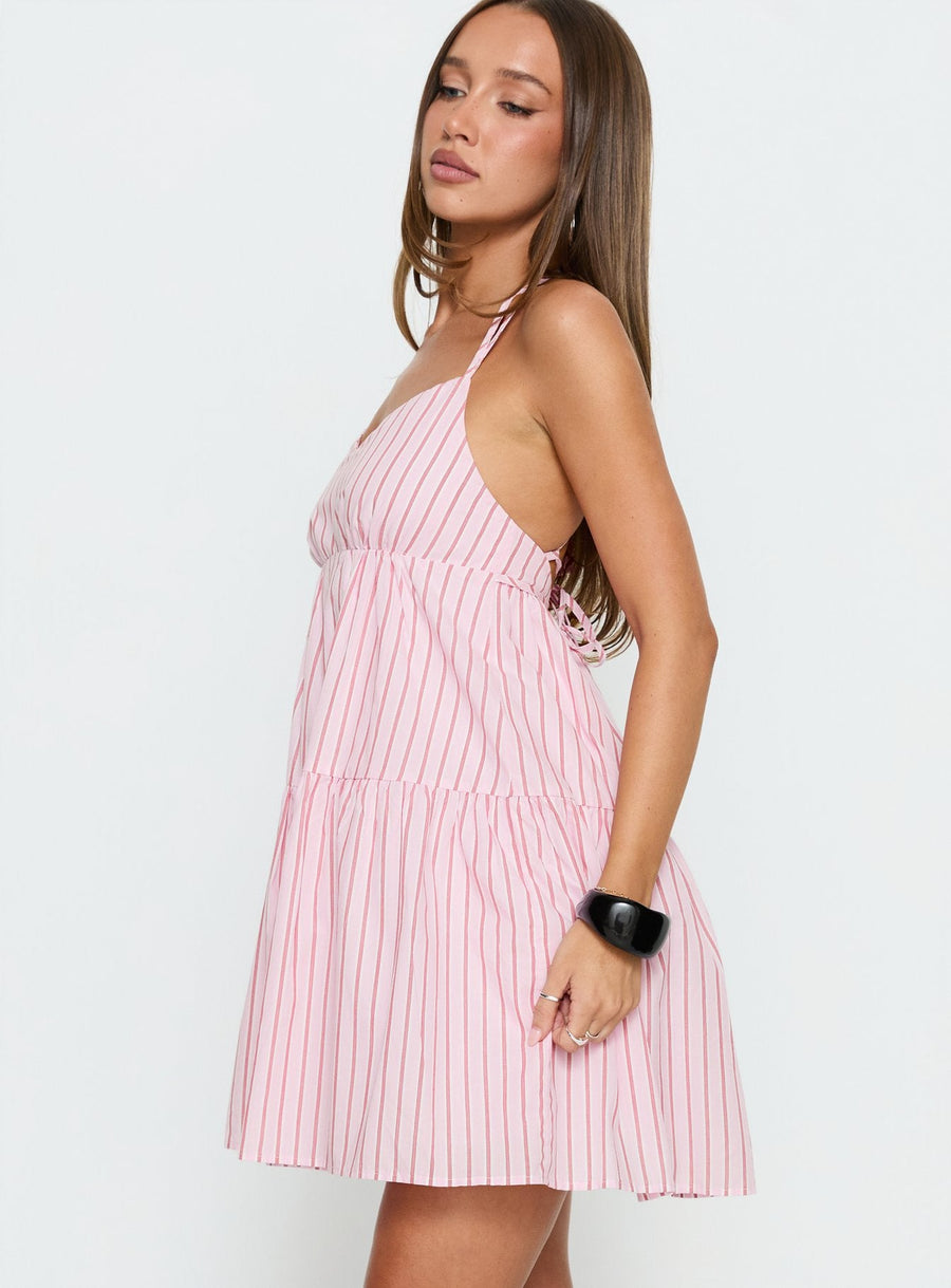 Elisabef Halter Mini Dress Pink Stripe · photo 3