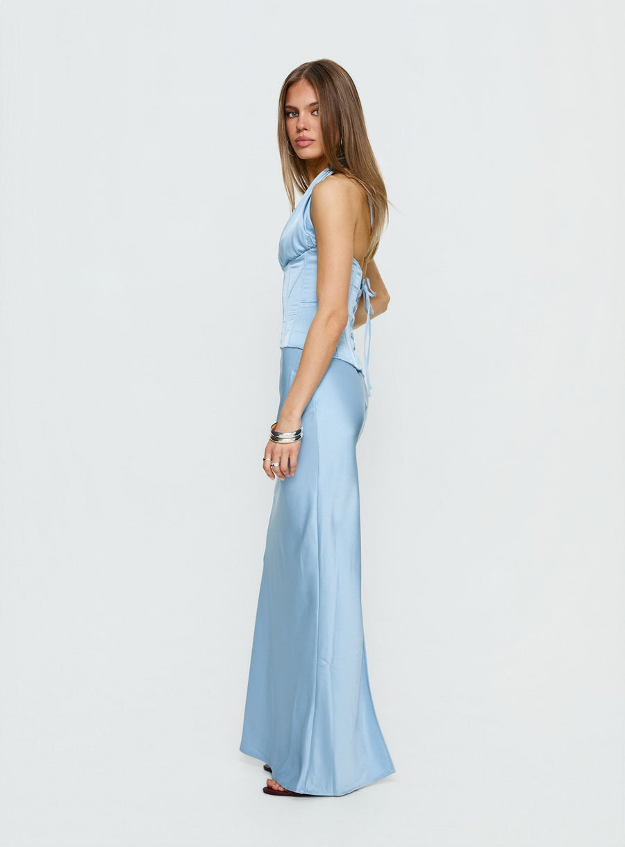 In A Trance Halter Corset Maxi Dress Blue · photo 4
