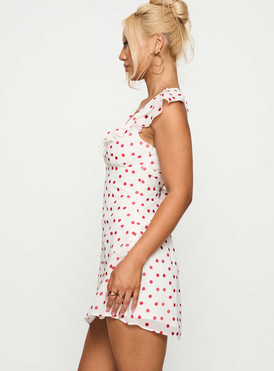 I Guess So Mini Dress White / Burgundy Petite · photo 4