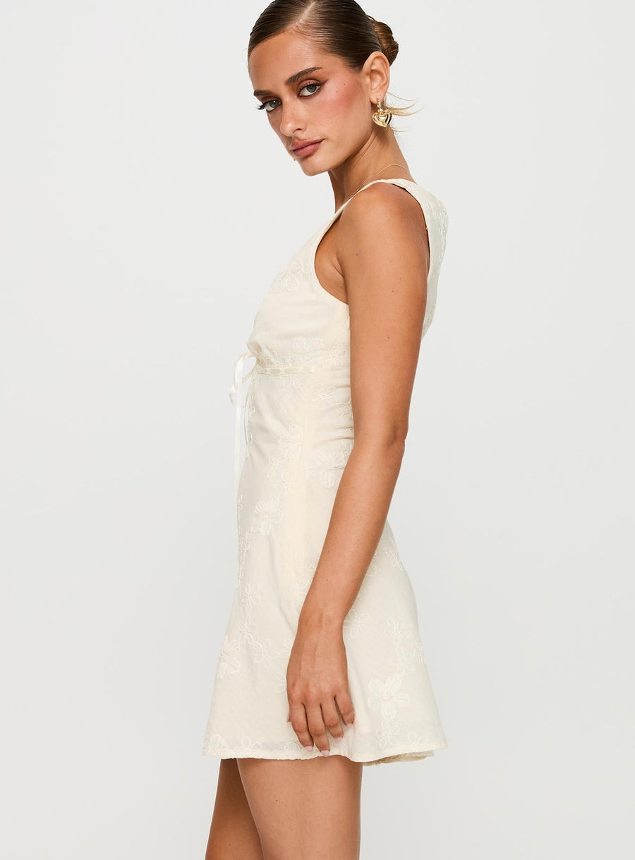 Faithfully Embroidered Mini Dress Beige · photo 4