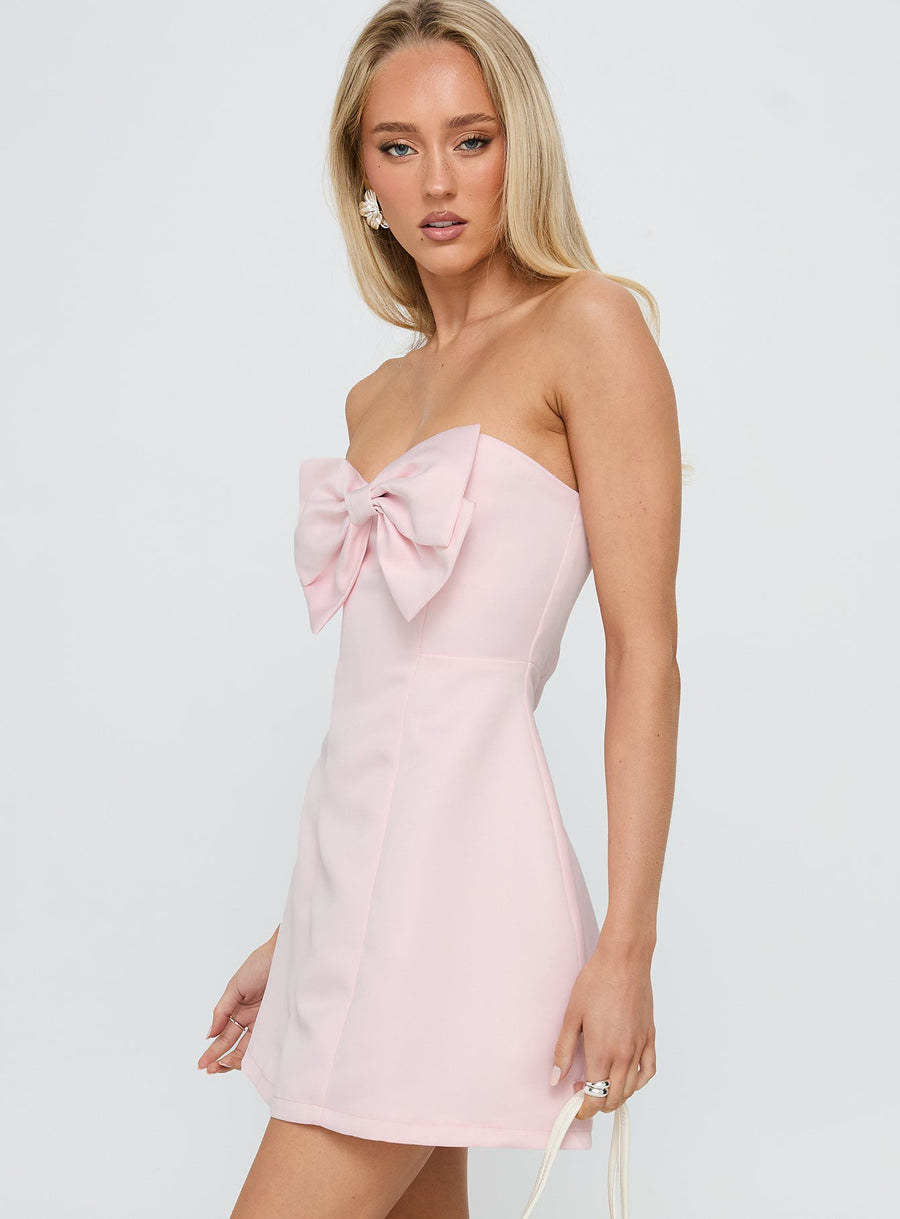Genevie Strapless Bow Bust Mini Dress Light Pink · photo 4