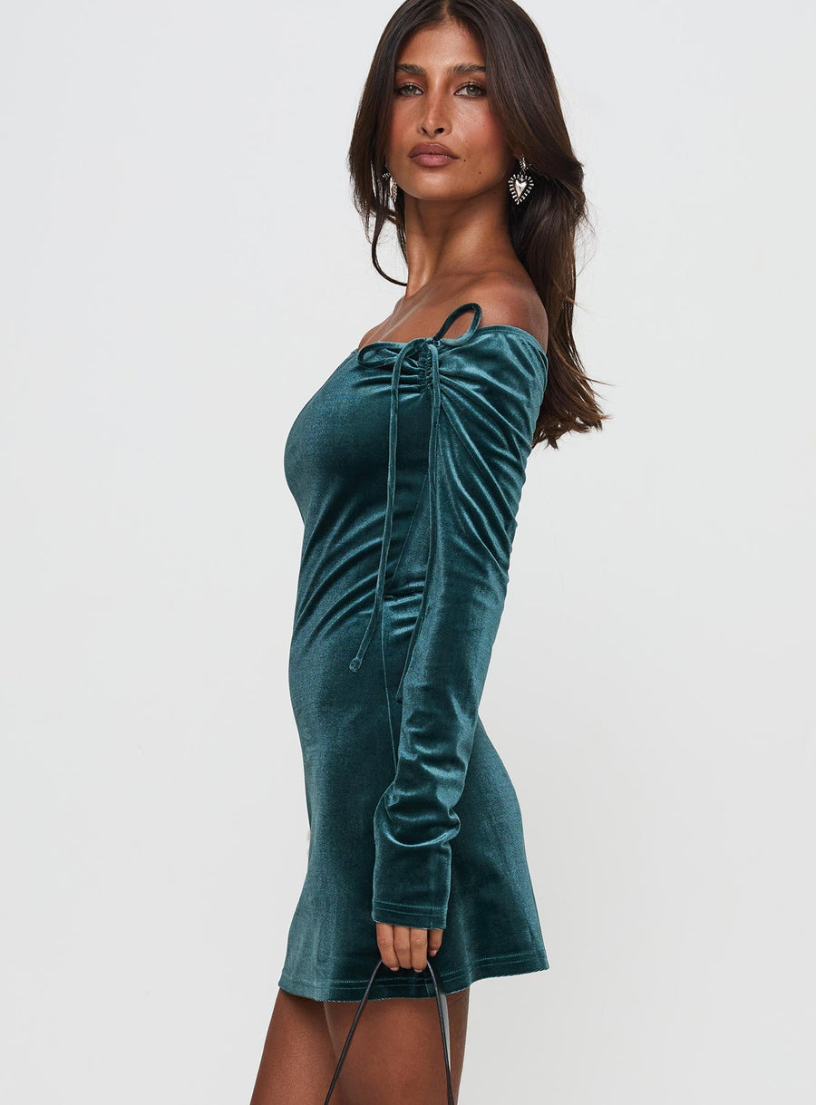 Intertwine Long Sleeve Mini Dress Forest Green · photo 3