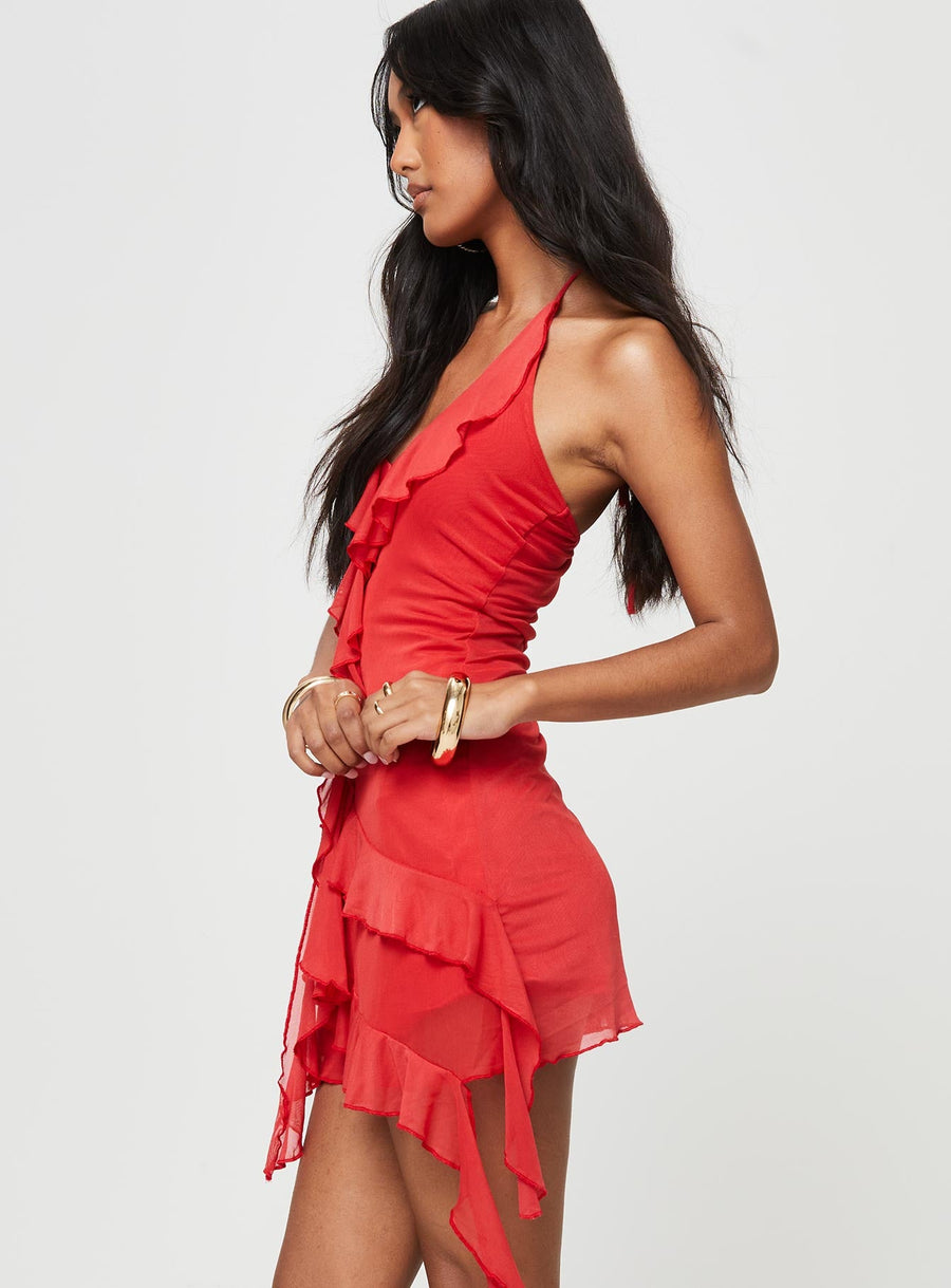 Fig Ruffle Mini Dress Red · photo 6