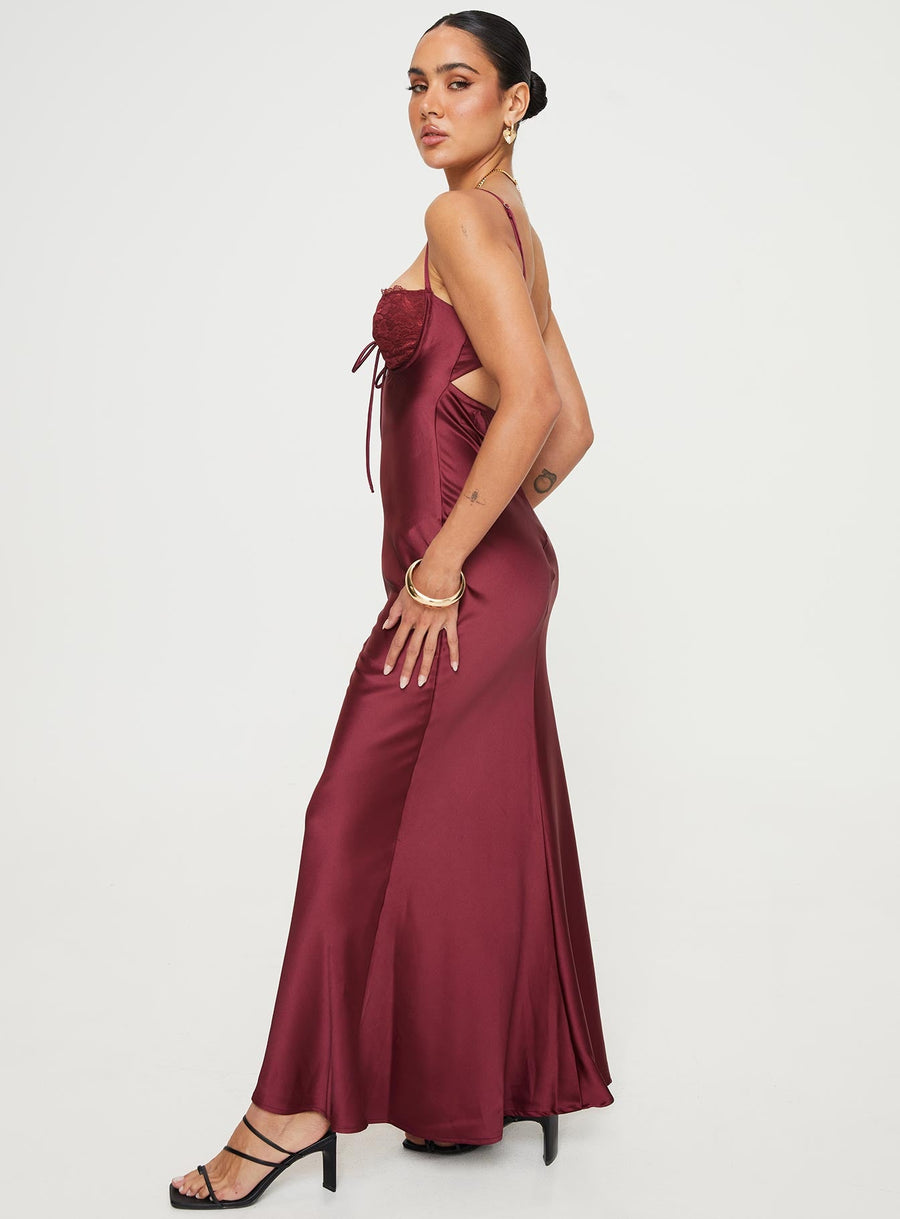 Fadyen Bias Cut Maxi Dress Burgundy · photo 4