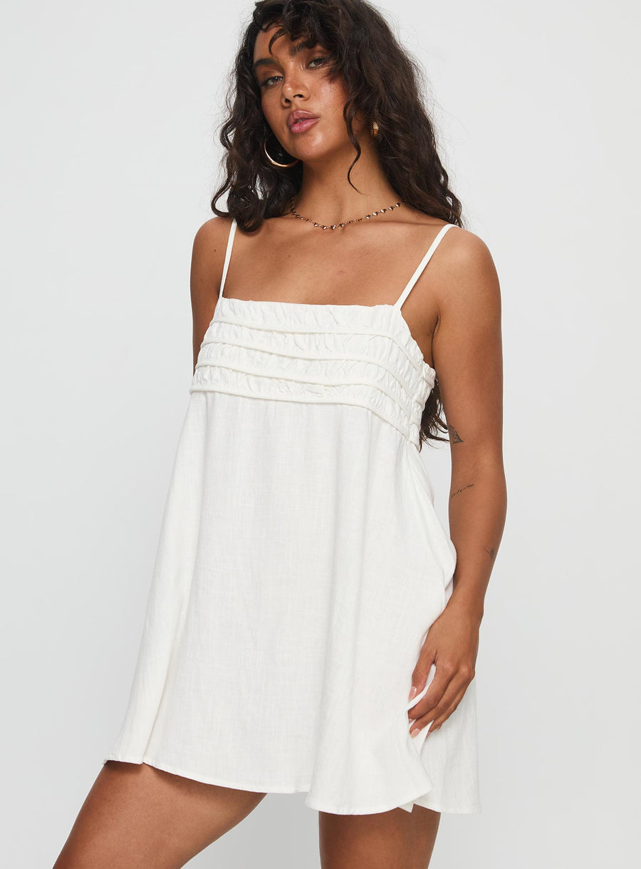 Every Breath Linen Shift Mini Dress White · photo 4