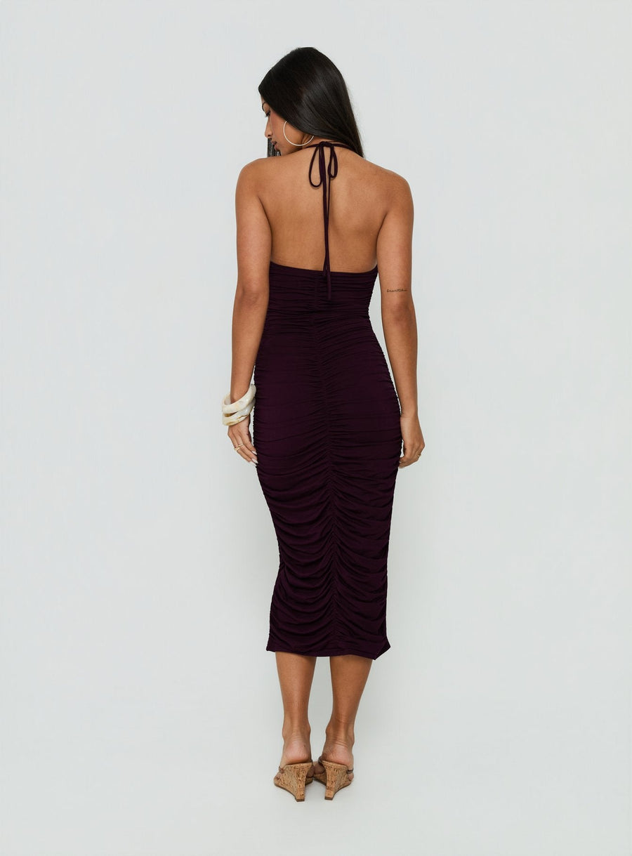 Gracie Halter Neck Midi Dress Plum · photo 4