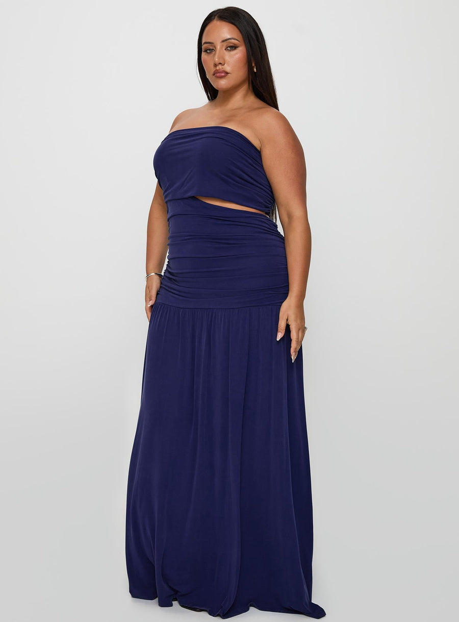 Grandeur Strapless Maxi Dress Navy Curve · photo 4