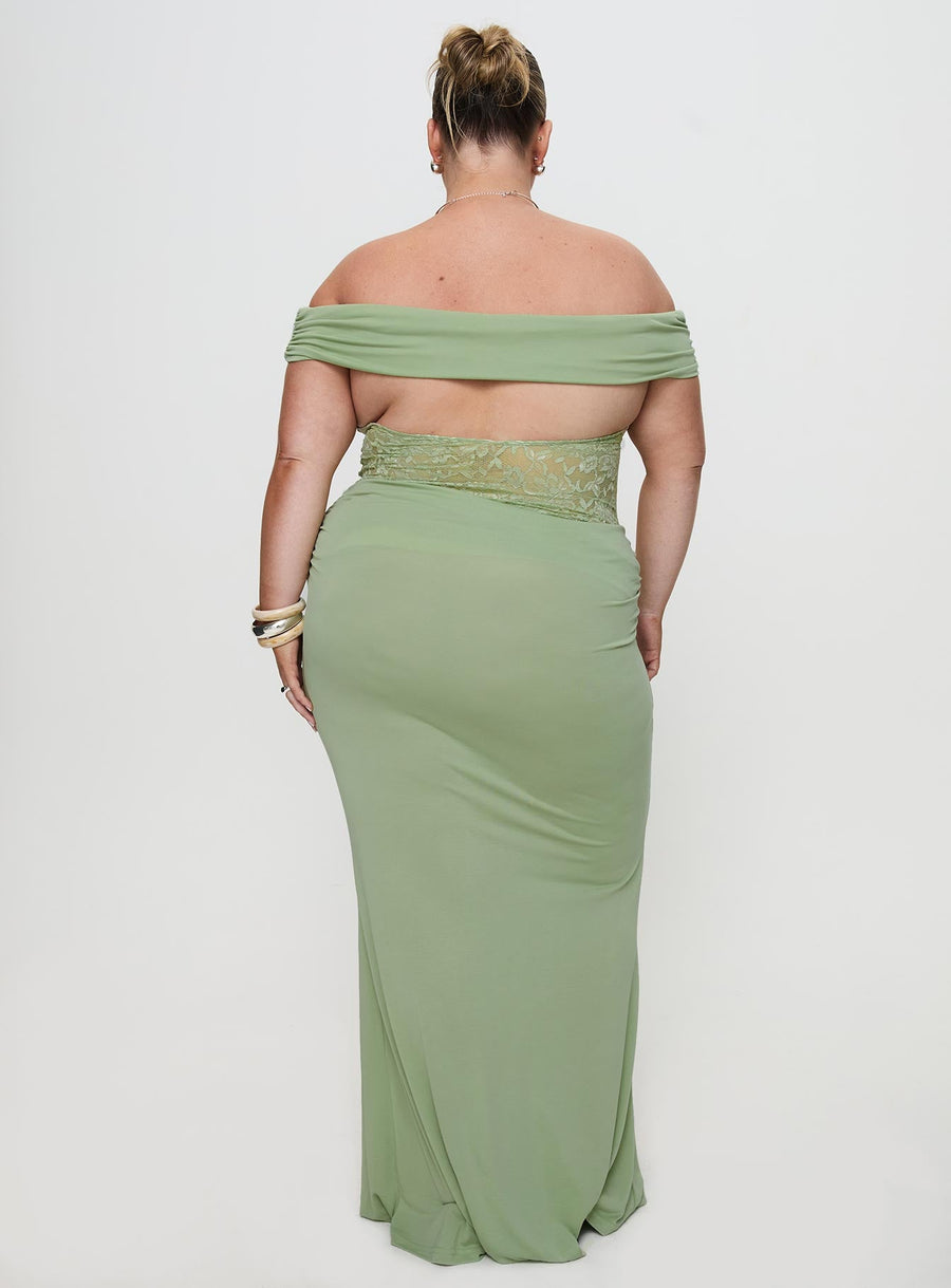 Gwendolen Off The Shoulder Maxi Dress Green Curve · photo 5