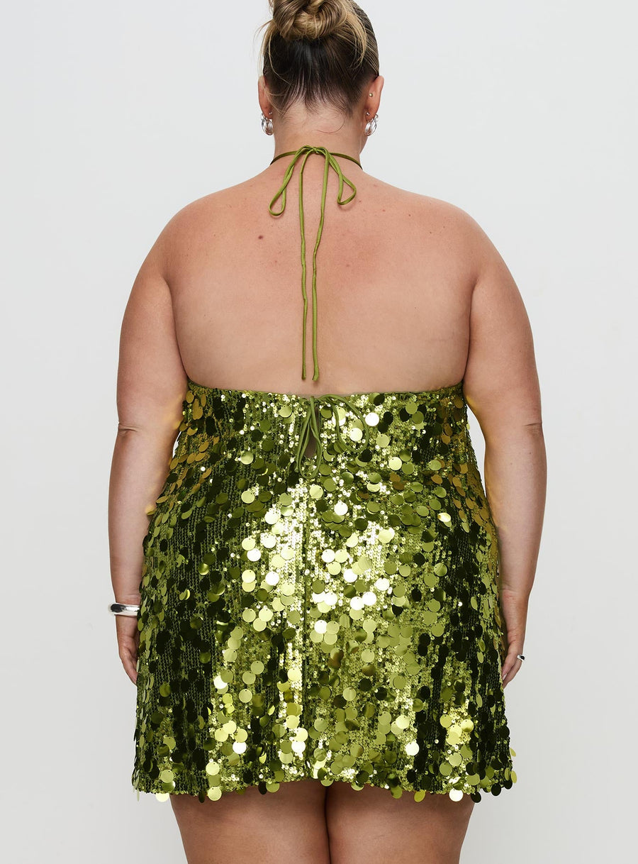 Fluorescents Halter Mini Dress Green Curve · photo 5