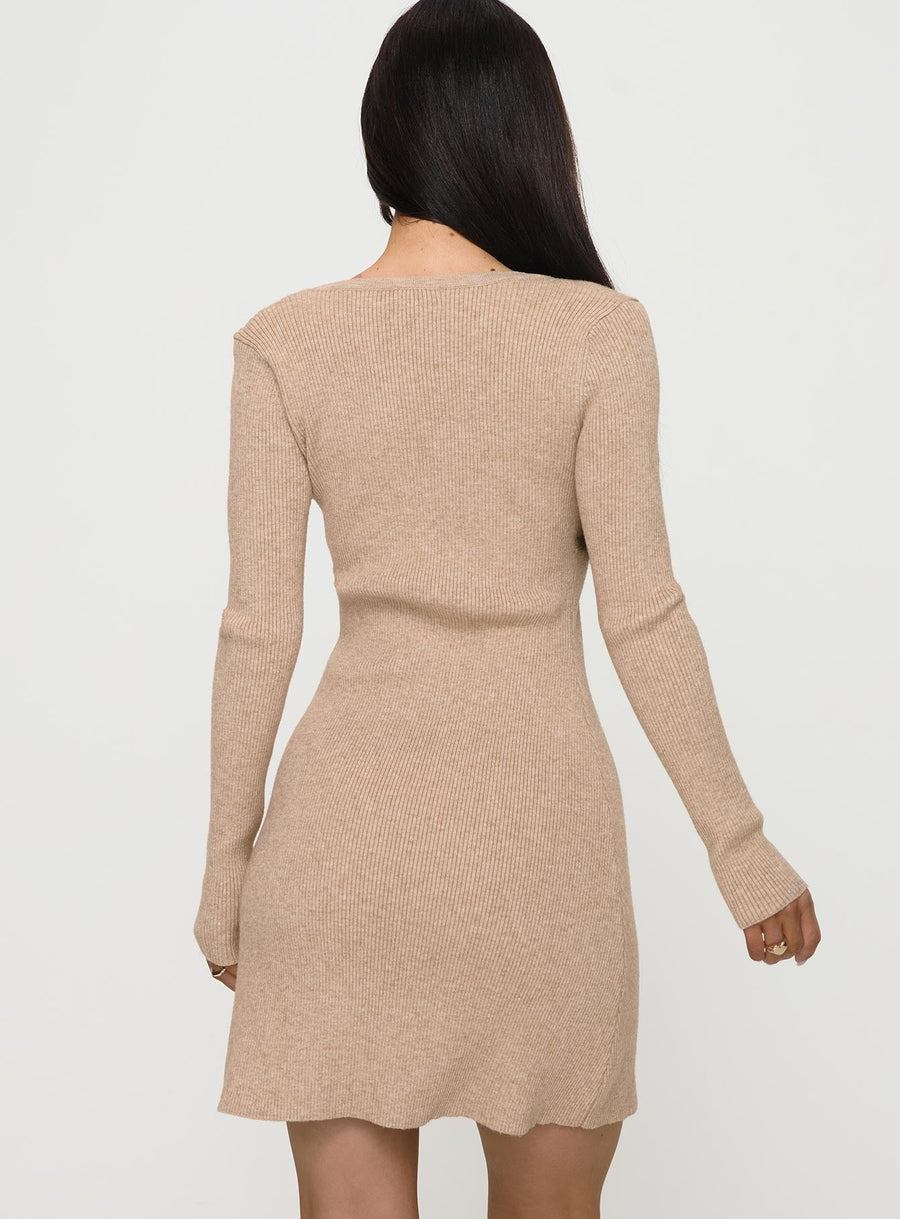 Halycon Knit Mini Dress Oatmeal · photo 5
