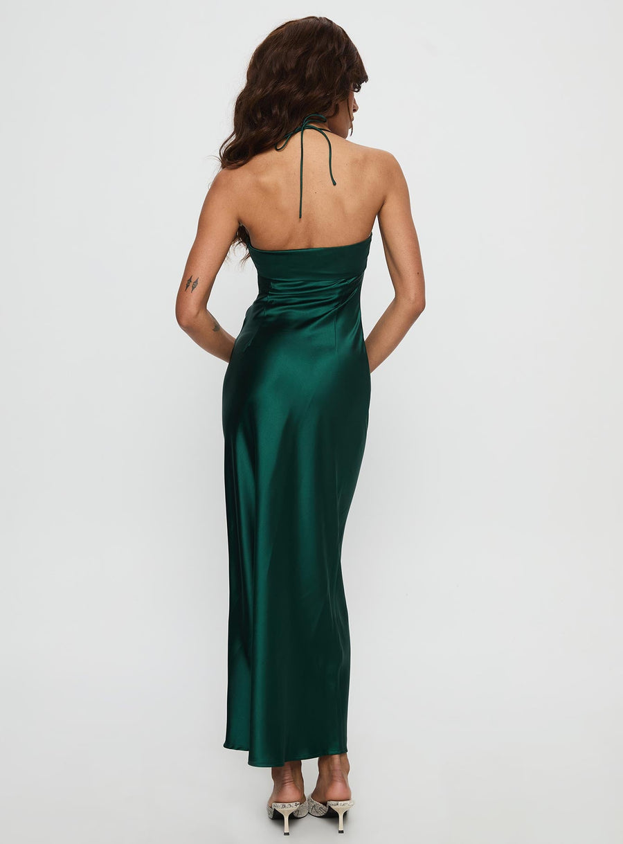 Fireproof Halter Maxi Dress Forest Green · photo 4