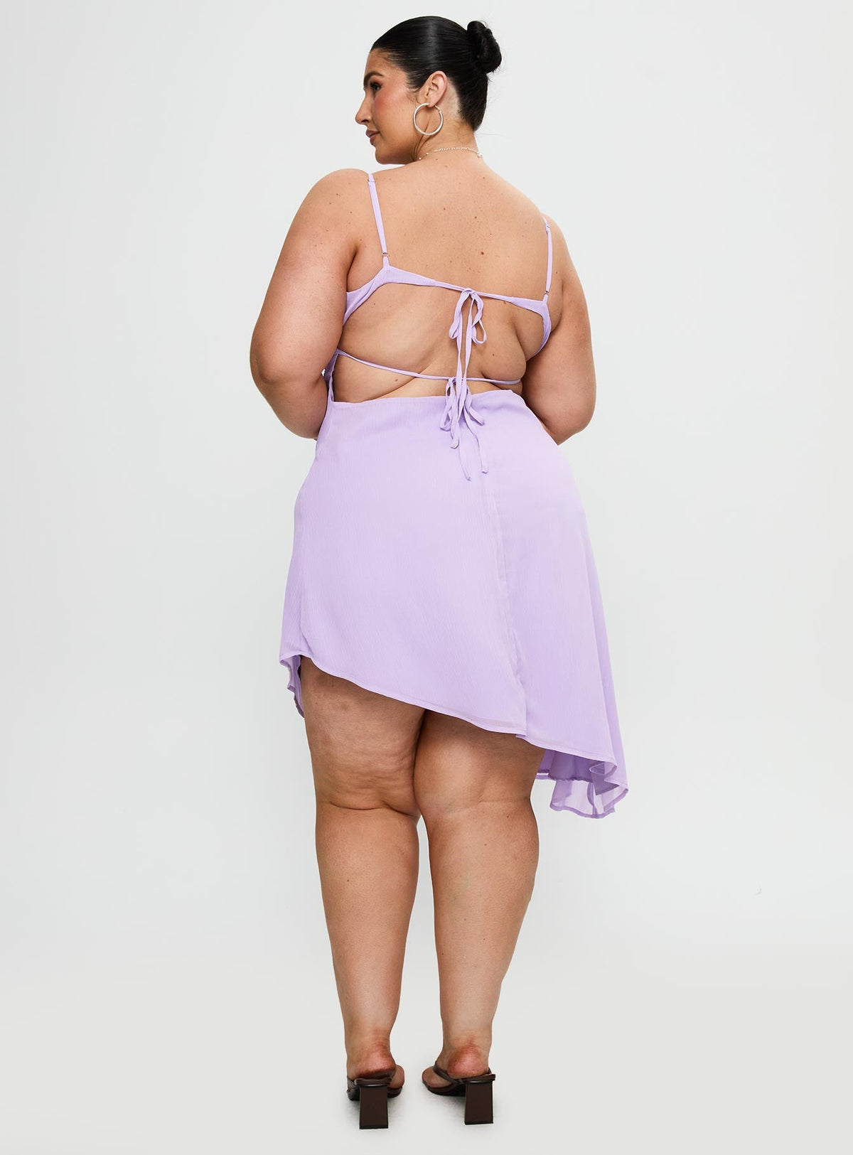 Secret Gardens Asymmetrical Midi Dress Purple Curve