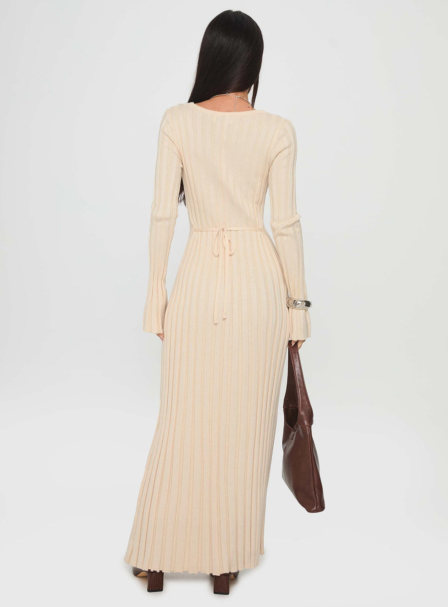 Gratuita Long Sleeve Rib Maxi Dress Cream · photo 5