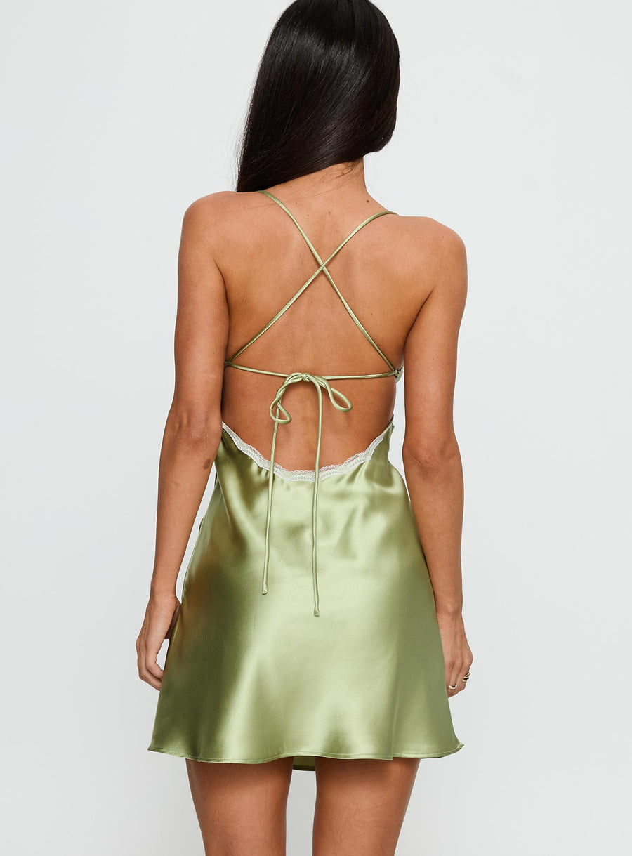 Jasminda Lace Trim Mini Dress Green · photo 5