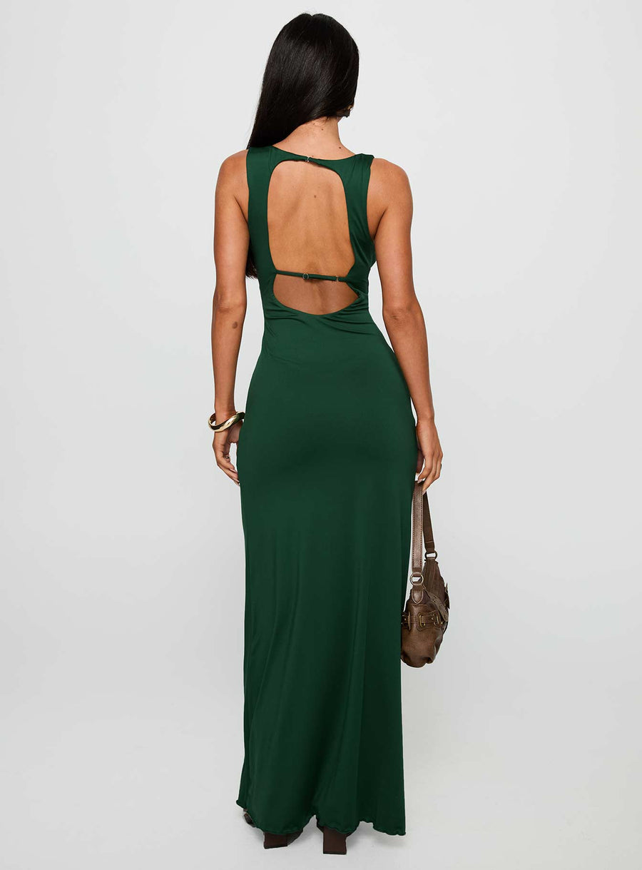 Frederica Plunge Maxi Dress Forest Green · photo 4