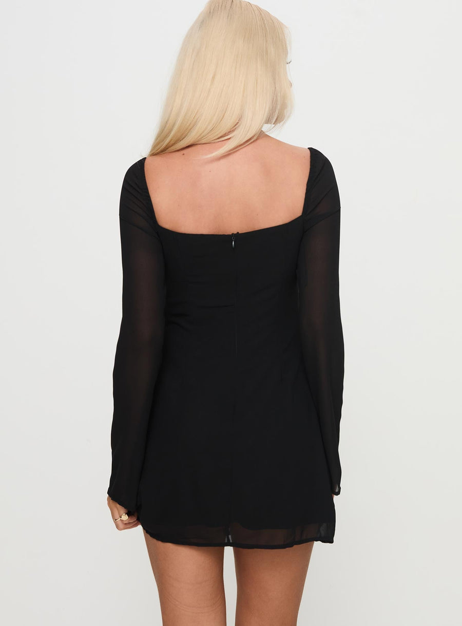 Monologue Long Sleeve Mini Dress Black · photo 4
