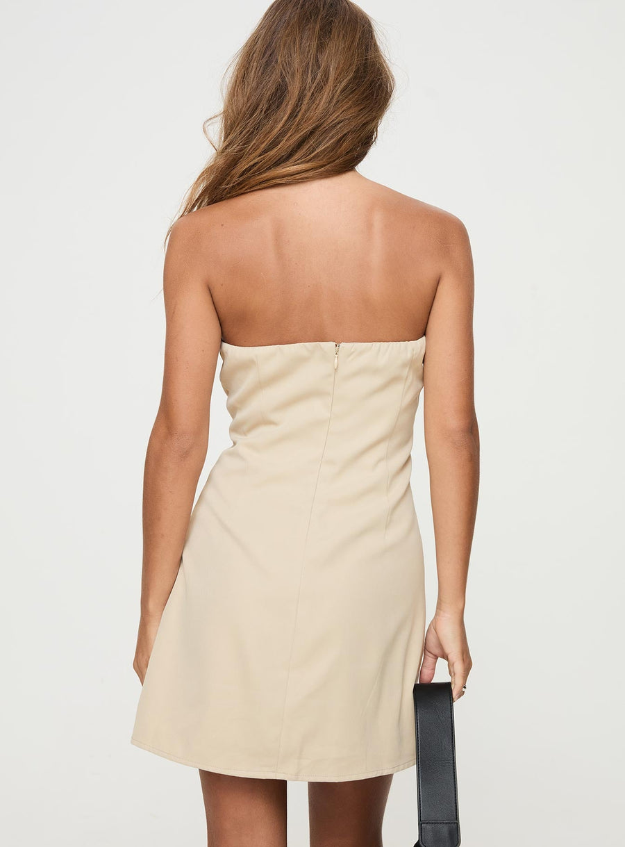 Langdon Strapless Mini Dress Beige · photo 5
