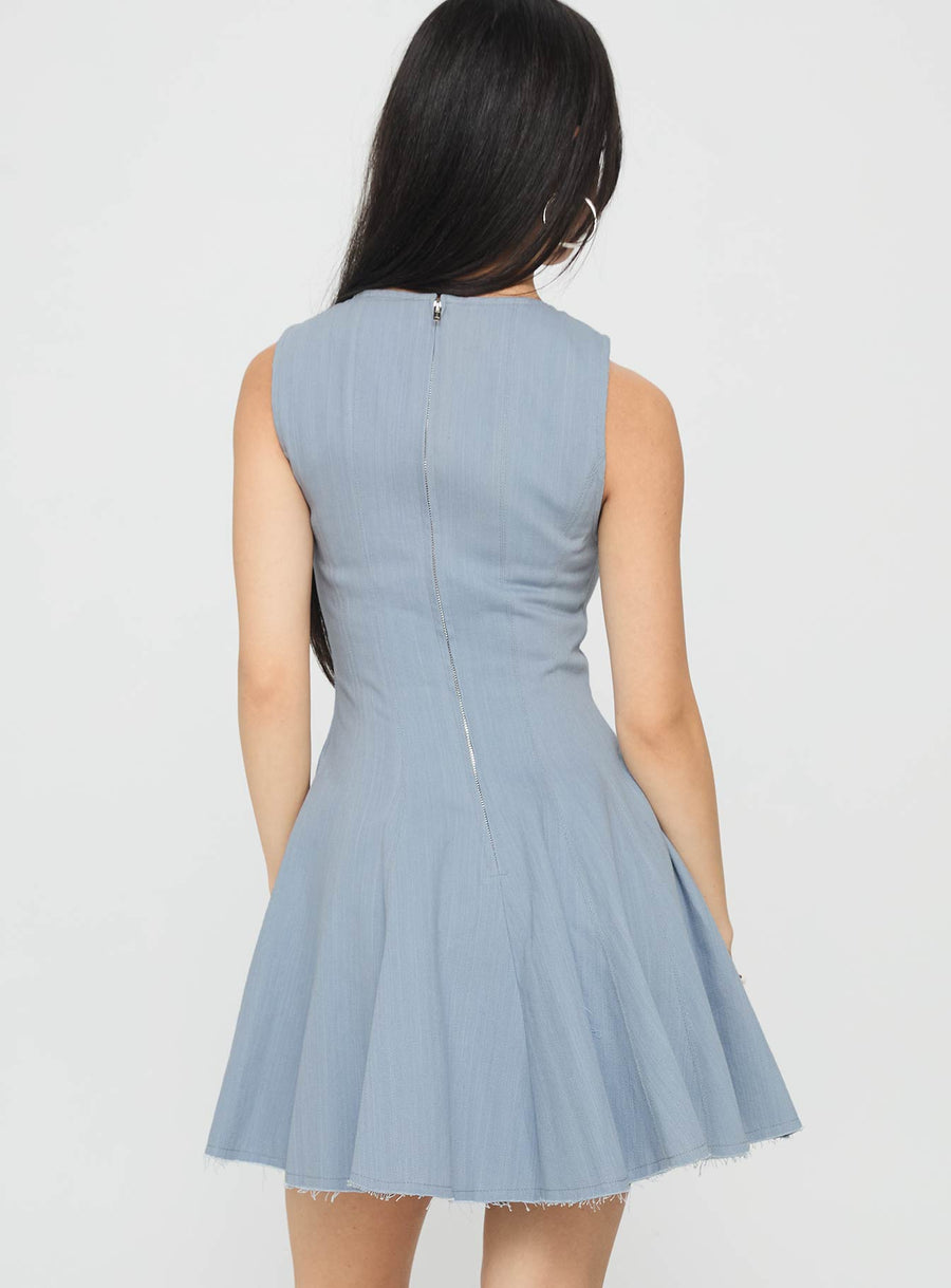 Composure Pleat Mini Dress Blue · photo 4