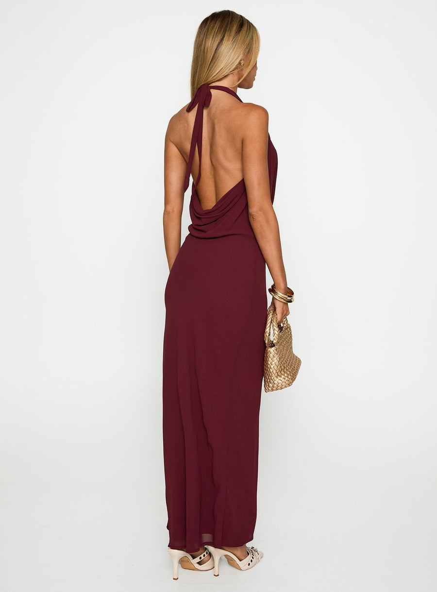 Vortexa Halter Maxi Dress Currant · photo 5