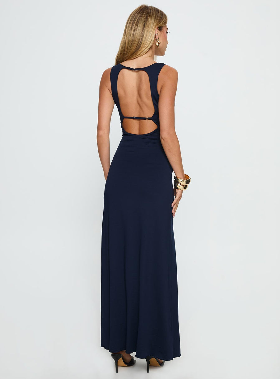 Frederica Plunge Maxi Dress Navy · photo 4