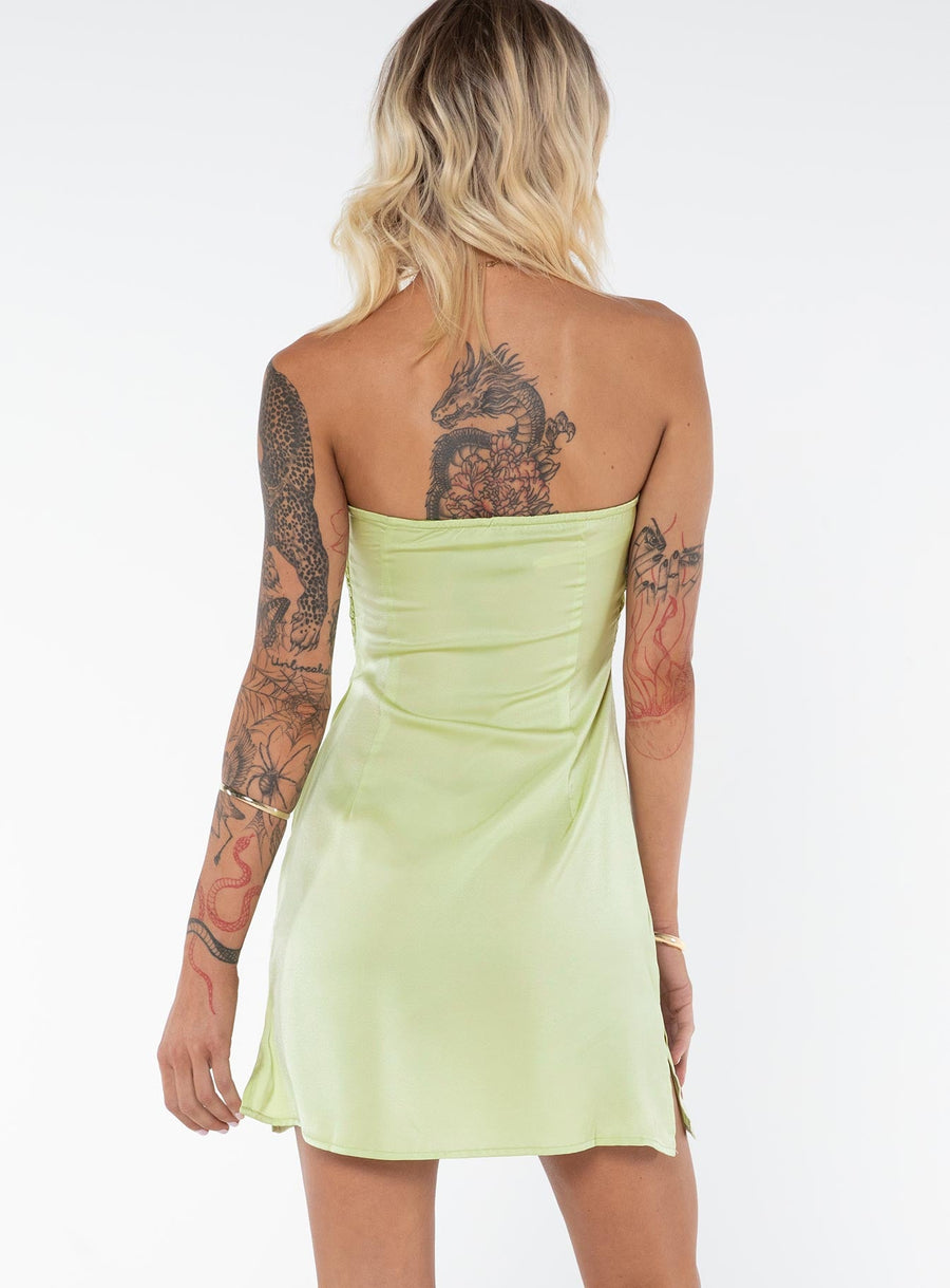 Irena Strapless Mini Dress Green Tall · photo 5