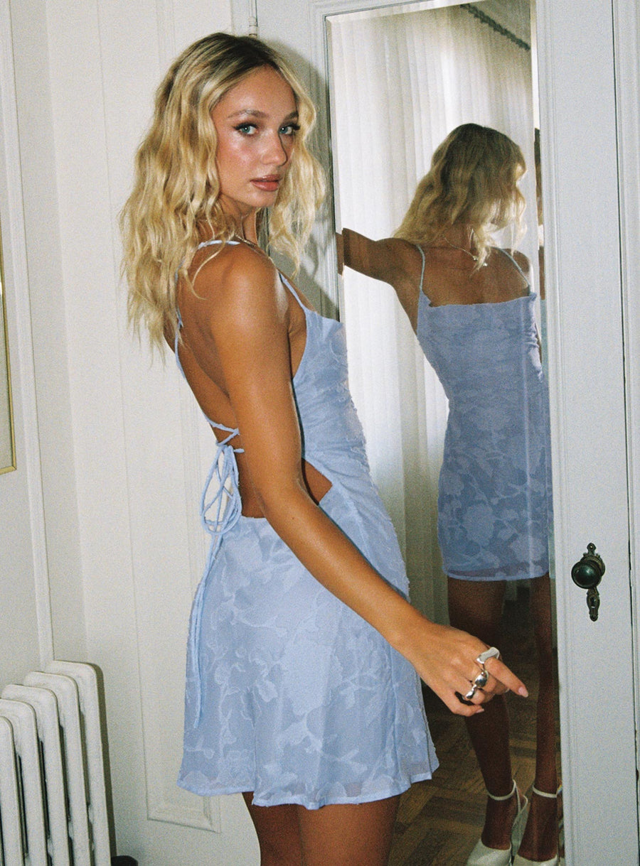 Celena Mini Dress Light Blue Burnout · photo 11