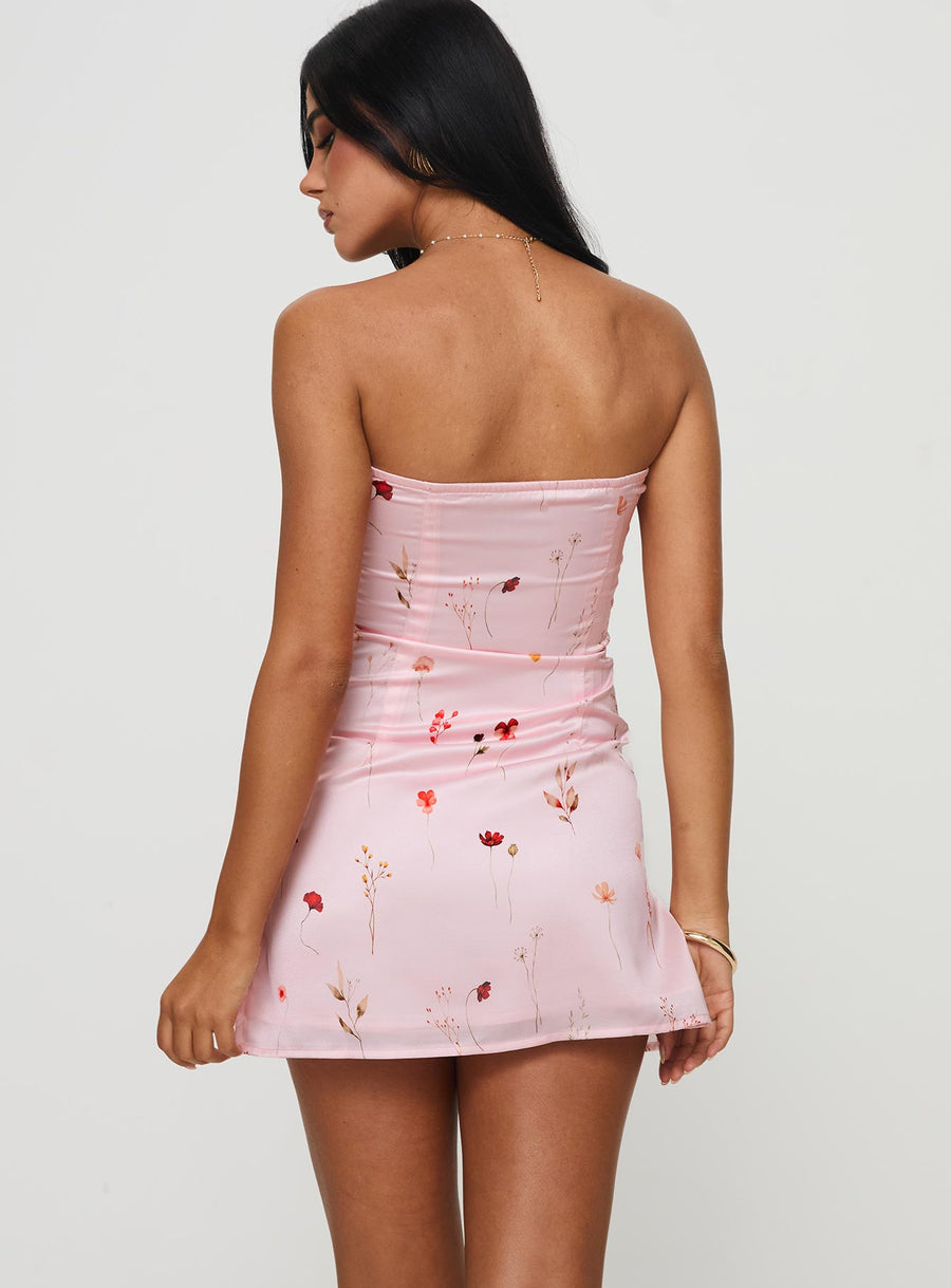 Irena Strapless Mini Dress Pink Floral · photo 5