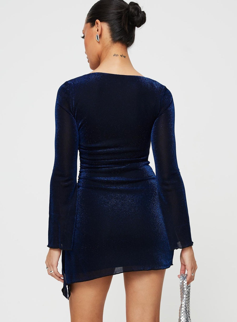 Donelli Long Sleeve Mini Dress Navy · photo 7
