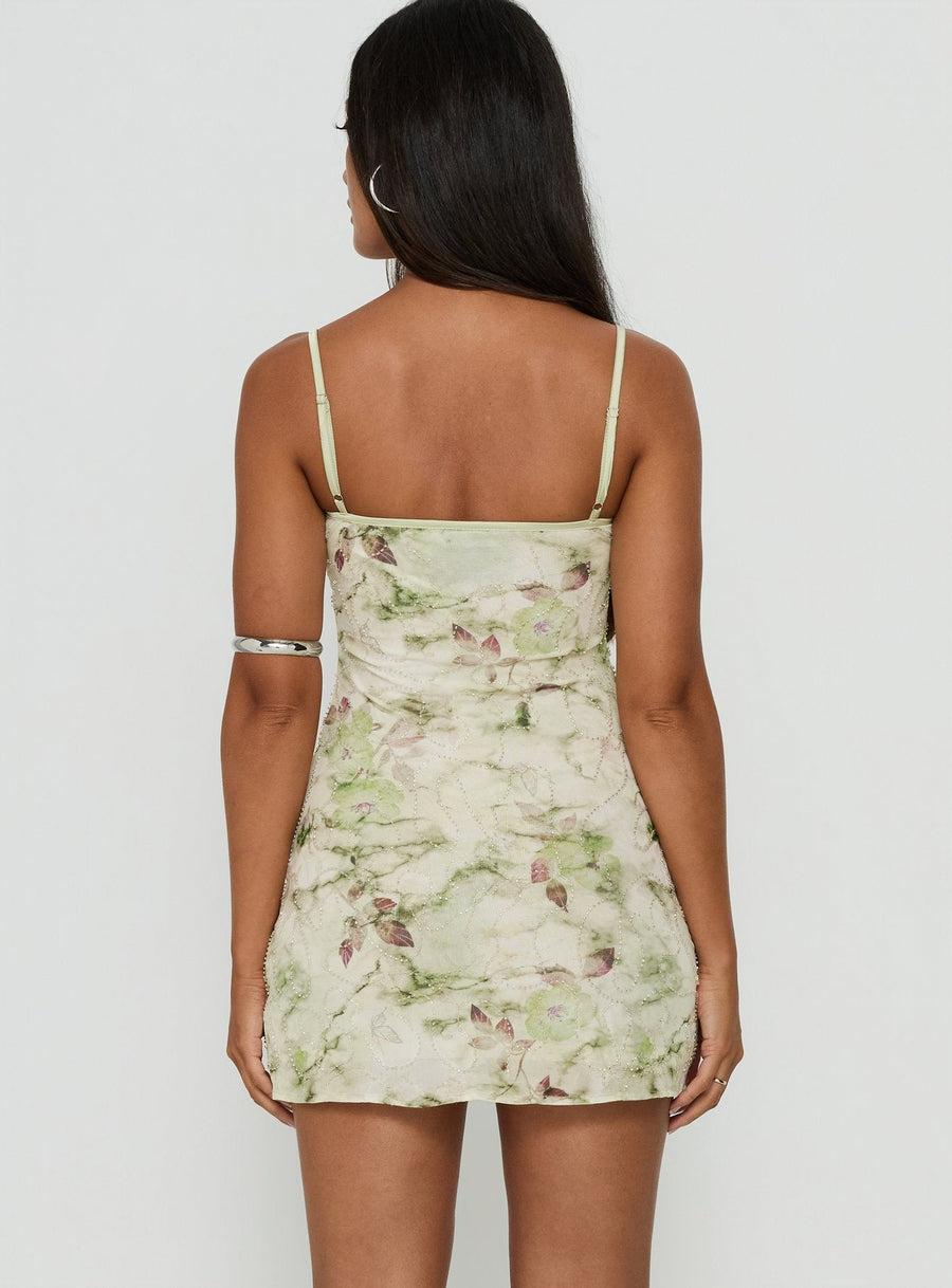 Fienna Beaded Mini Dress Green Multi · photo 5