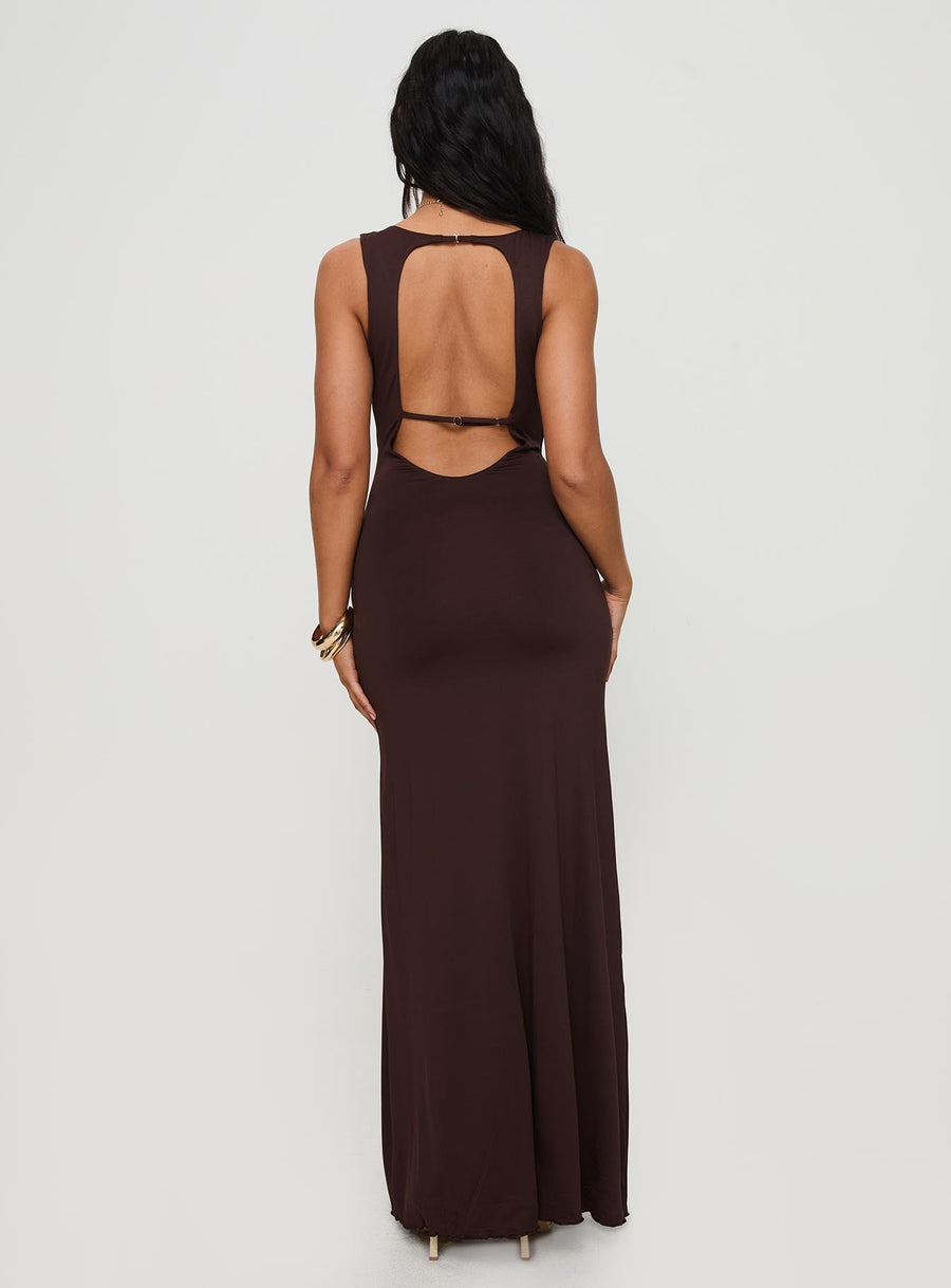 Frederica Plunge Maxi Dress Chocolate · photo 5