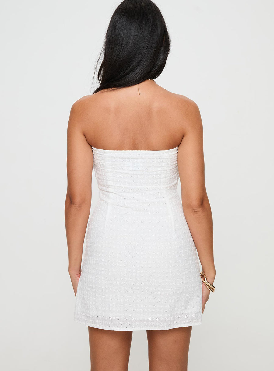 Irena Broderie Strapless Mini Dress White · photo 5