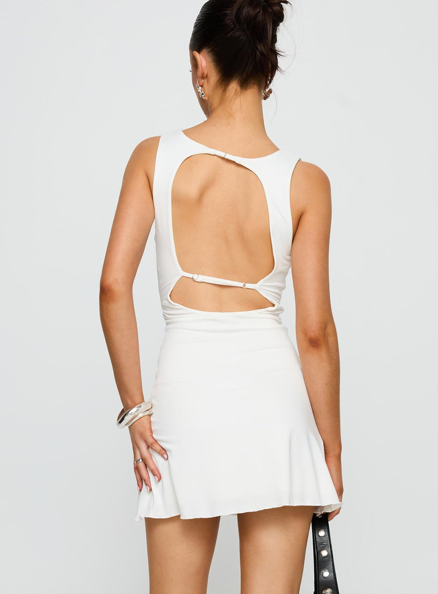 Frederica Plunge Mini Dress White · photo 5