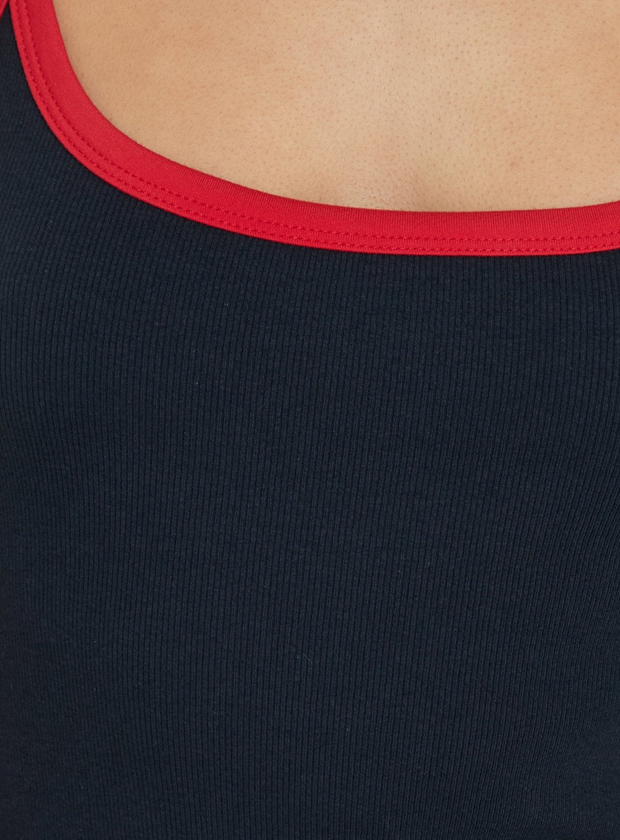 Giorgetta Contrast Trim Mini Dress Navy / Red · photo 5