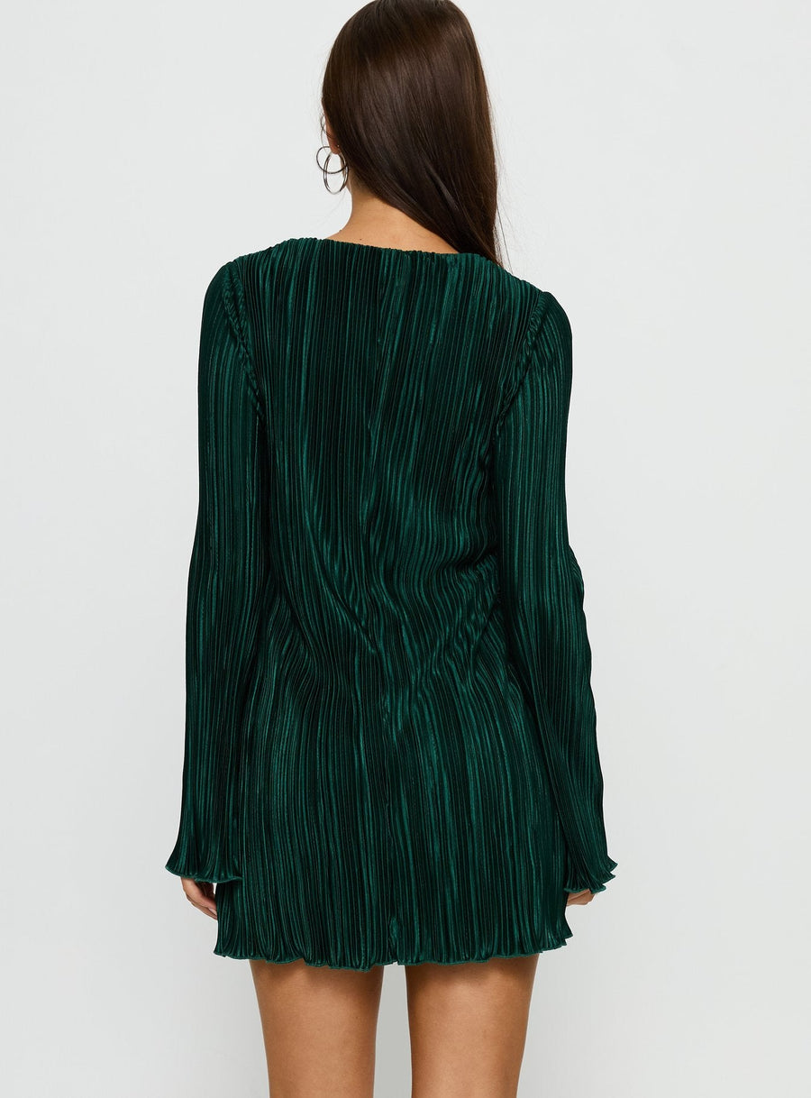 Malop Long Sleeve Mini Dress Emerald · photo 4