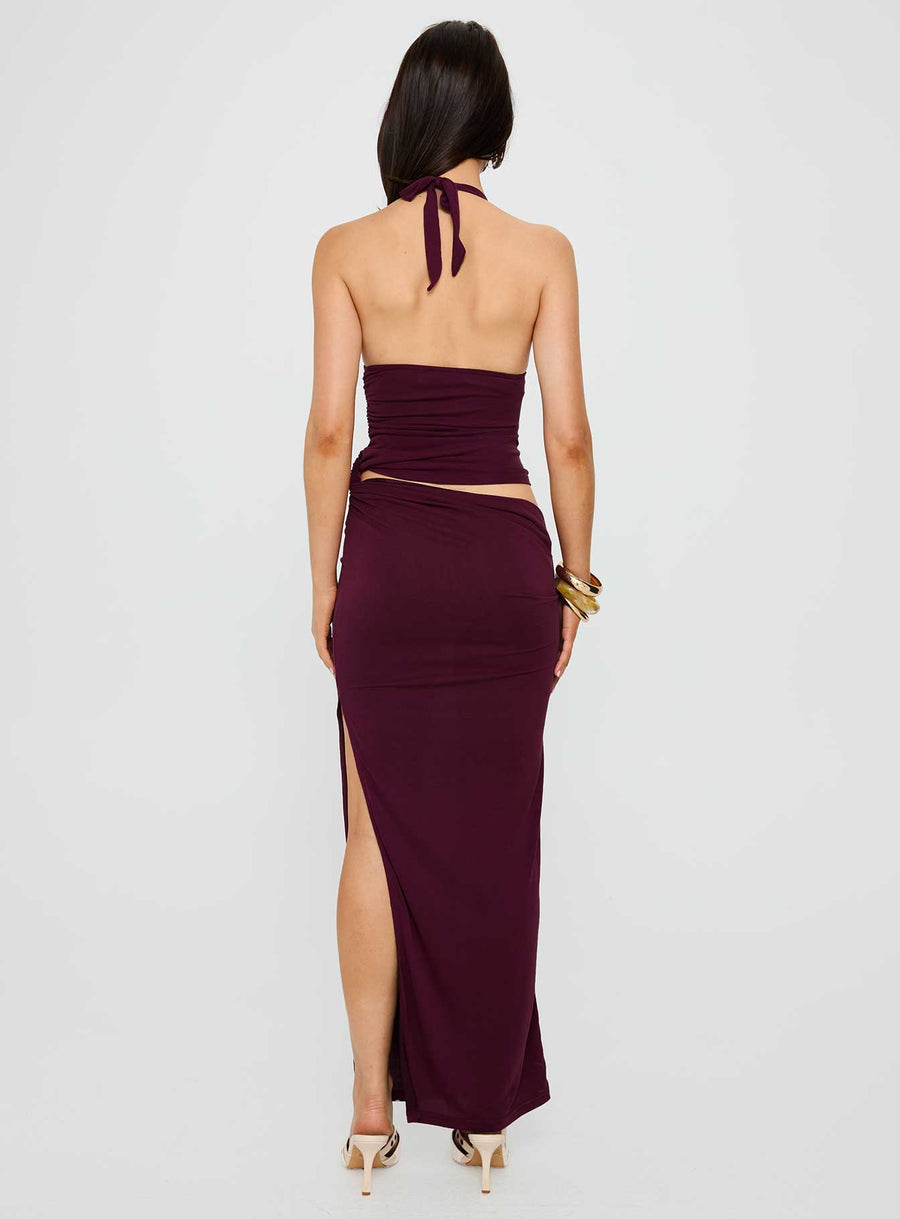 Imeraldia Hardware Halter Maxi Dress Currant · photo 5