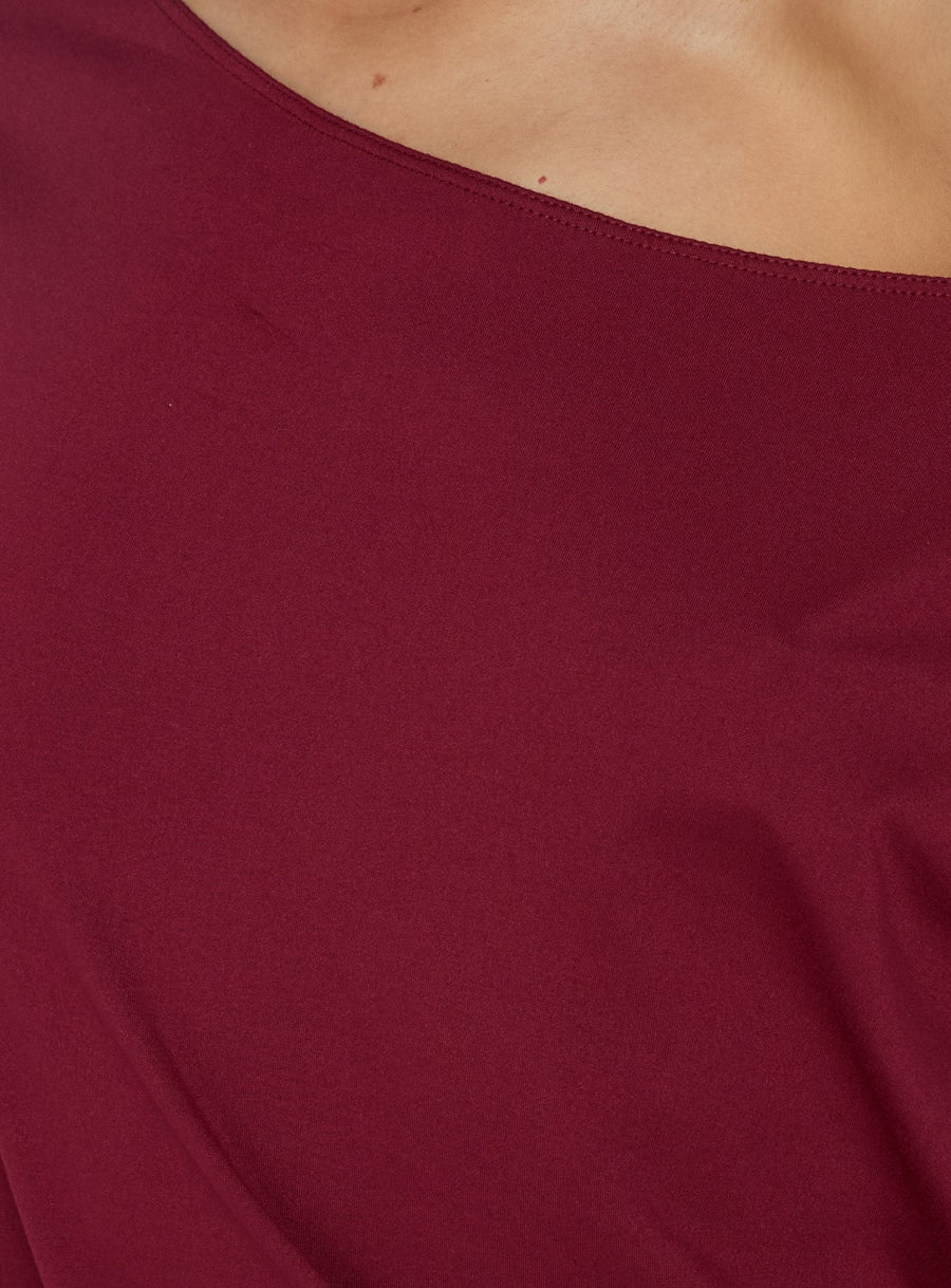 Ellah One Shoulder Drapey Mini Dress Wine · photo 5