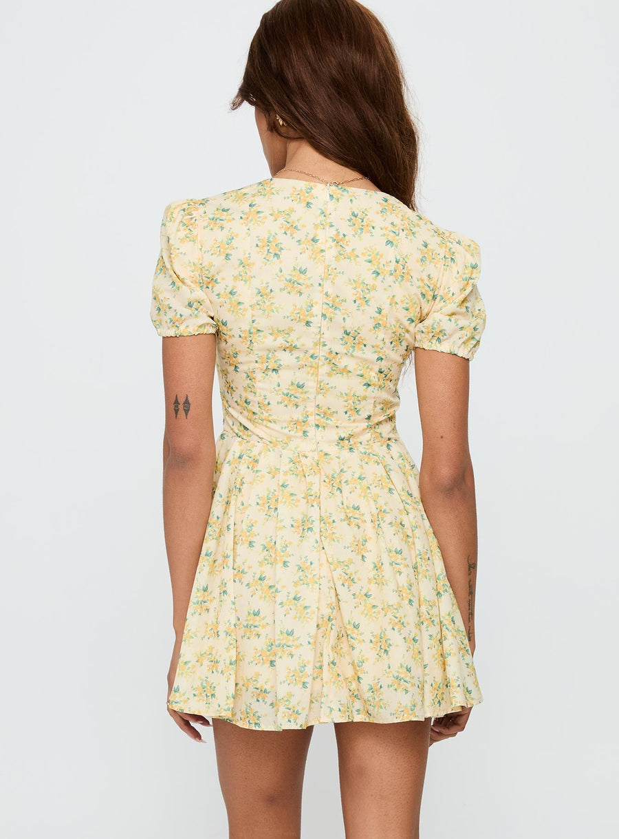 Ethelyn Mini Dress Yellow Floral · photo 5