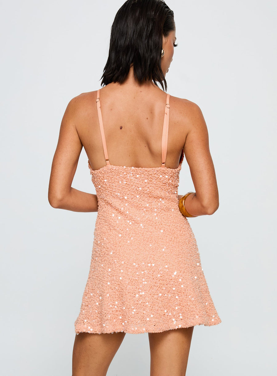 Feel The Vibrations Sequin Mini Dress Orange · photo 5