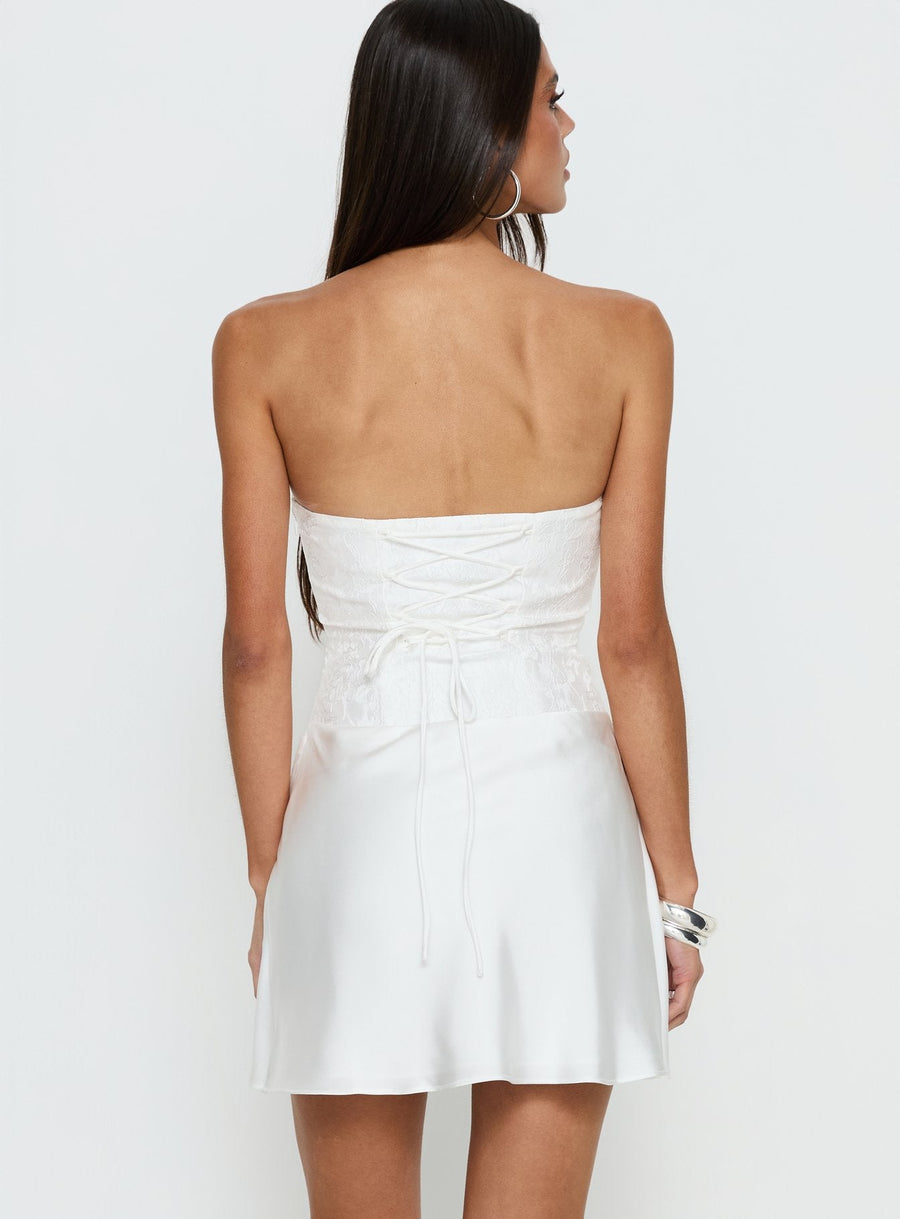 Jenevieve Strapless Drape Mini Dress White · photo 5