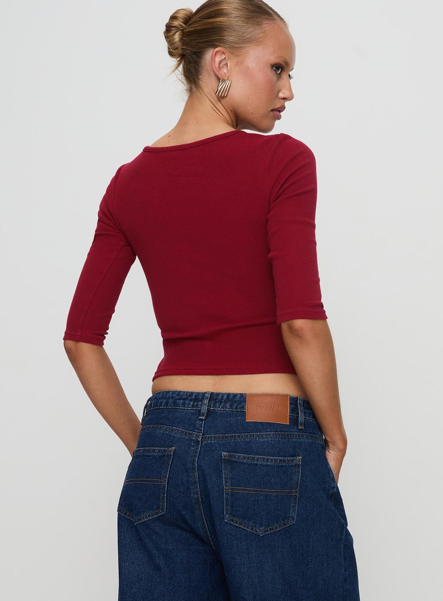 Elaia 3/4 Sleeve Top Red · photo 6