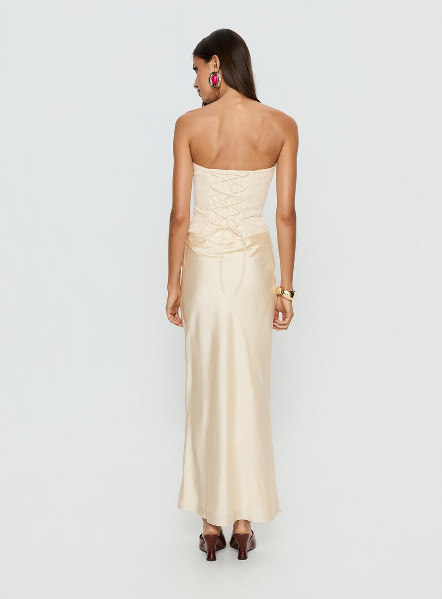 Jenevieve Strapless Drape Maxi Dress Lemon · photo 6