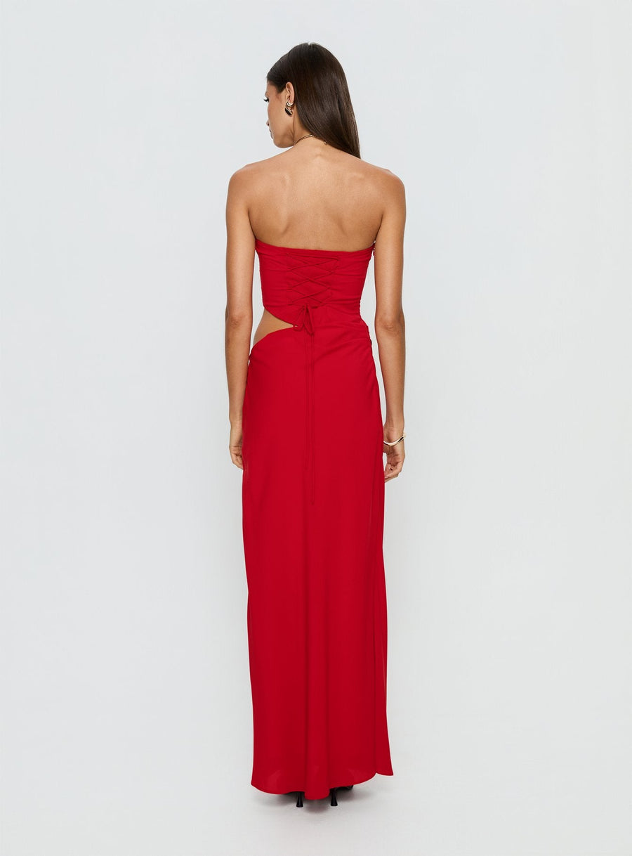 Jasira Strapless Drape Maxi Dress Bold Red · photo 5