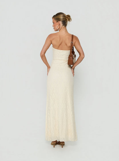 Annarosa Strapless Lace Maxi Dress Cream