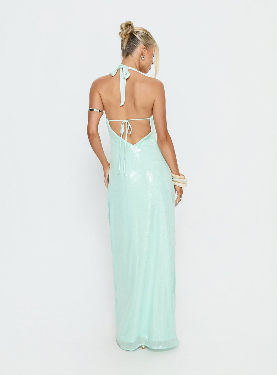 Isanna Halter Sequin Maxi Dress Jelly Mint · photo 5