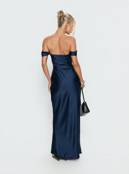 Azura Off The Shoulder Maxi Dress Navy