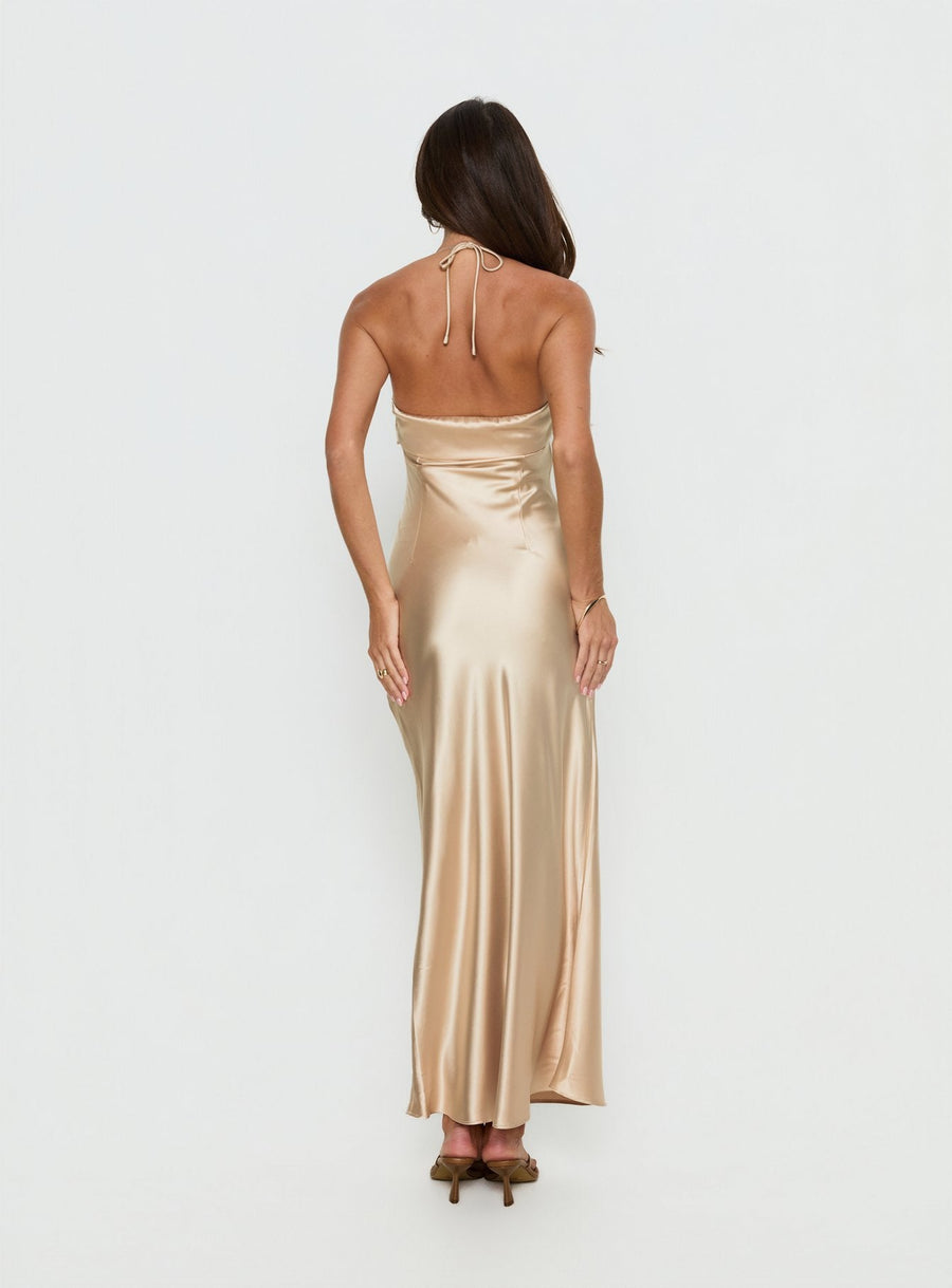 Fireproof Halter Maxi Dress Champagne · photo 5