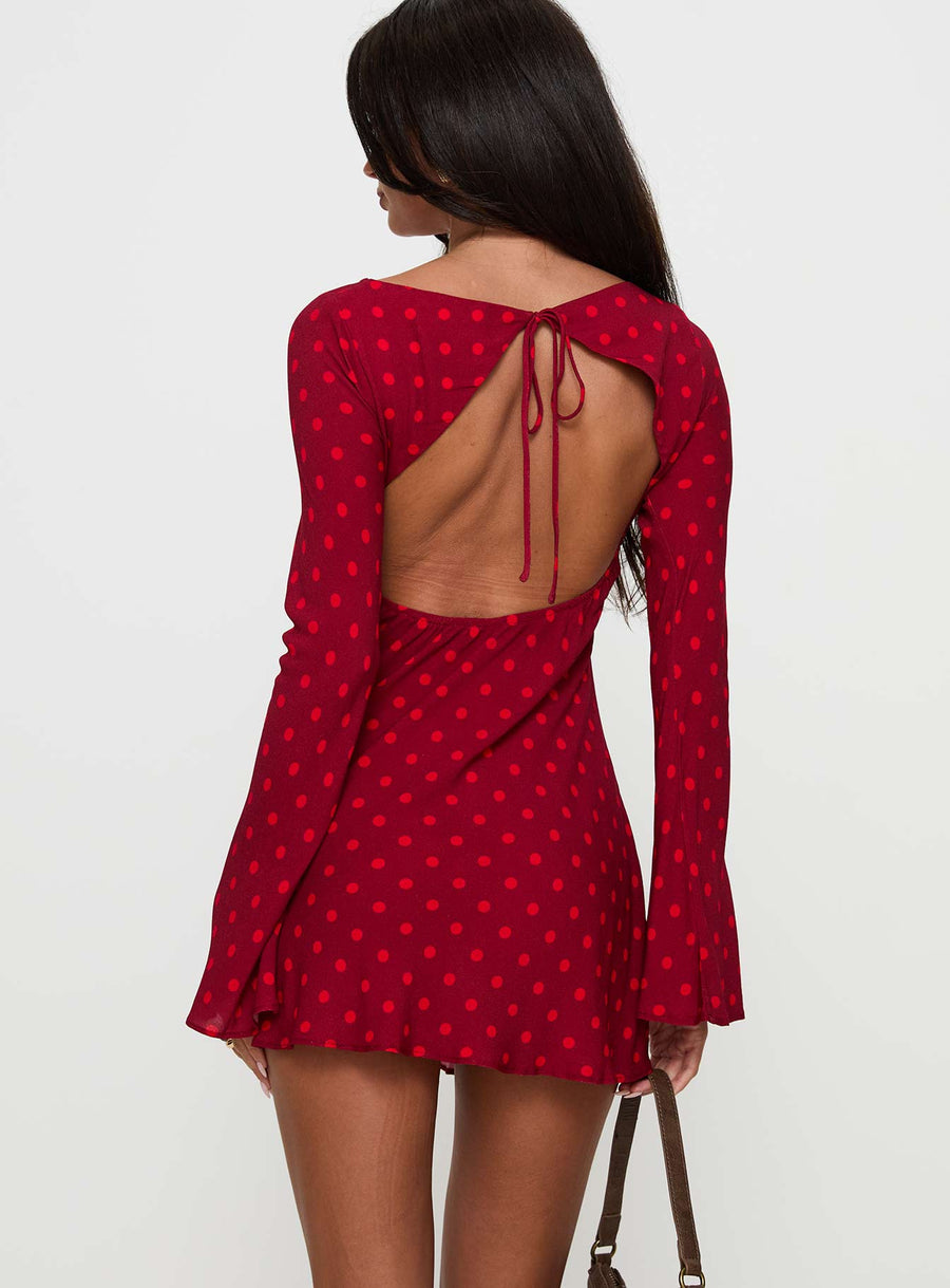 Good Graces Long Sleeve Mini Dress Red Dot · photo 5