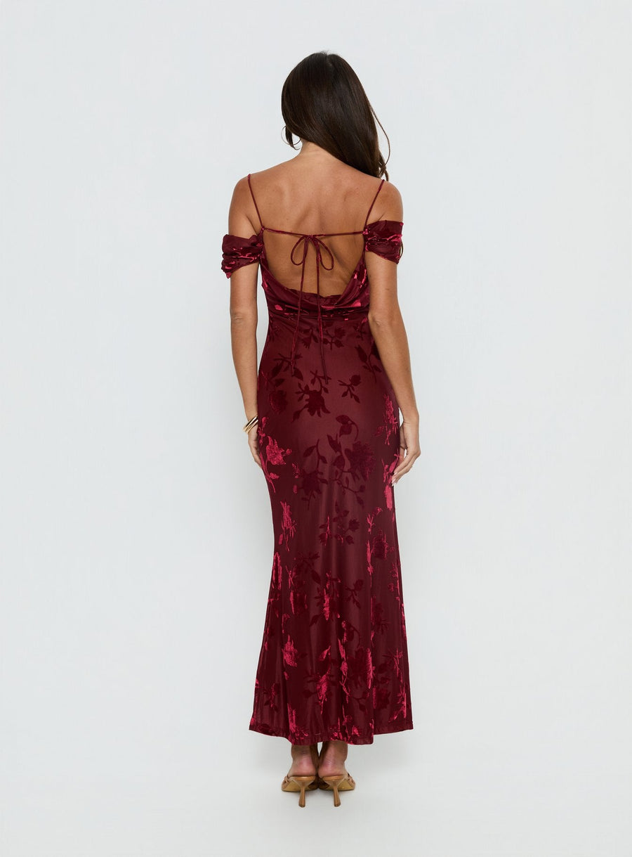Green Gables Burnout Maxi Dress Burgundy · photo 5