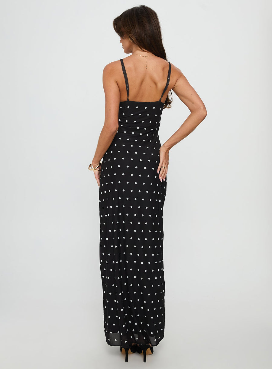 Glass Half Full Mesh Maxi Dress Black Polka · photo 5