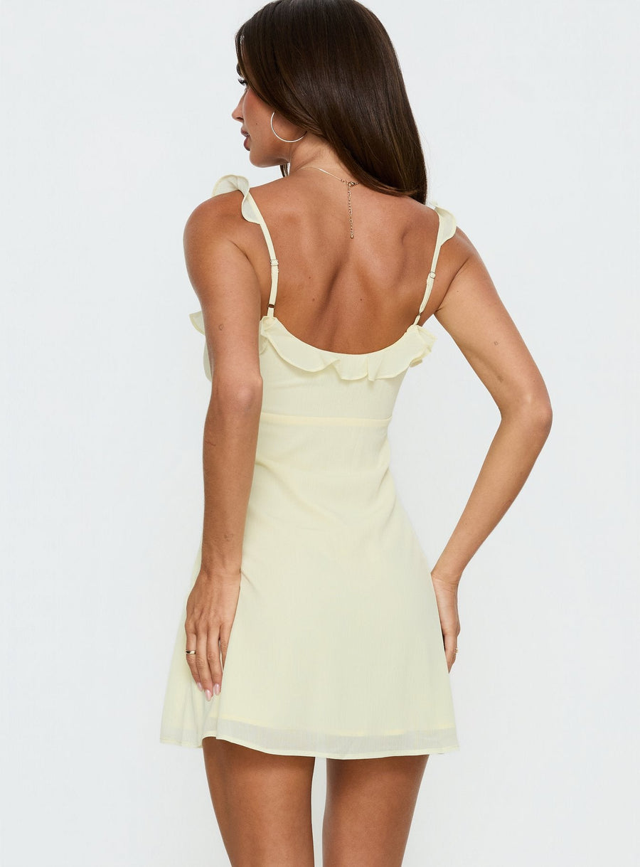 Dewdrops Chiffon Frill Mini Dress Yellow · photo 4